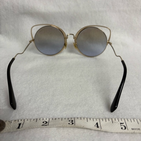 MIU MIU Sunglasses SMU51T Maroon Red w/ Gold Round w/ Cat Ears - Picture 4 of 14